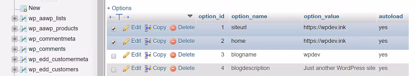 Alterar domínio URL do WordPress pelo Banco de Dados 5 edit siteurl and home db