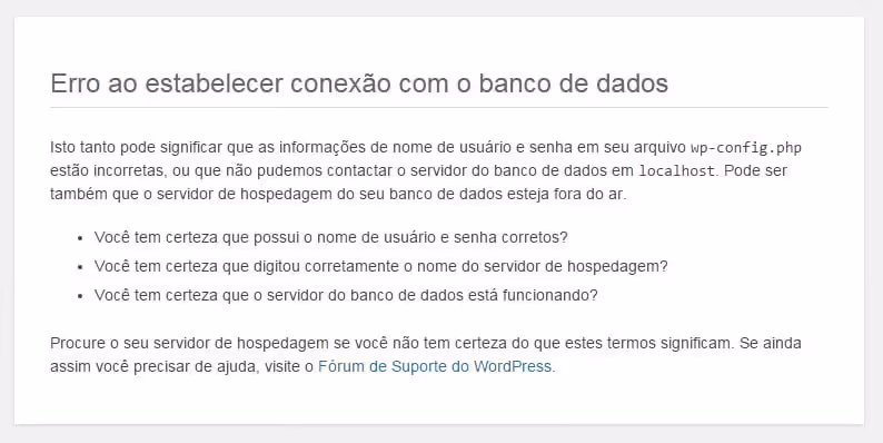 Como corrigir o erro ao estabelecer uma conexão com o banco de dados no WordPress 4 erro estabelecer conexao banco de dados 01
